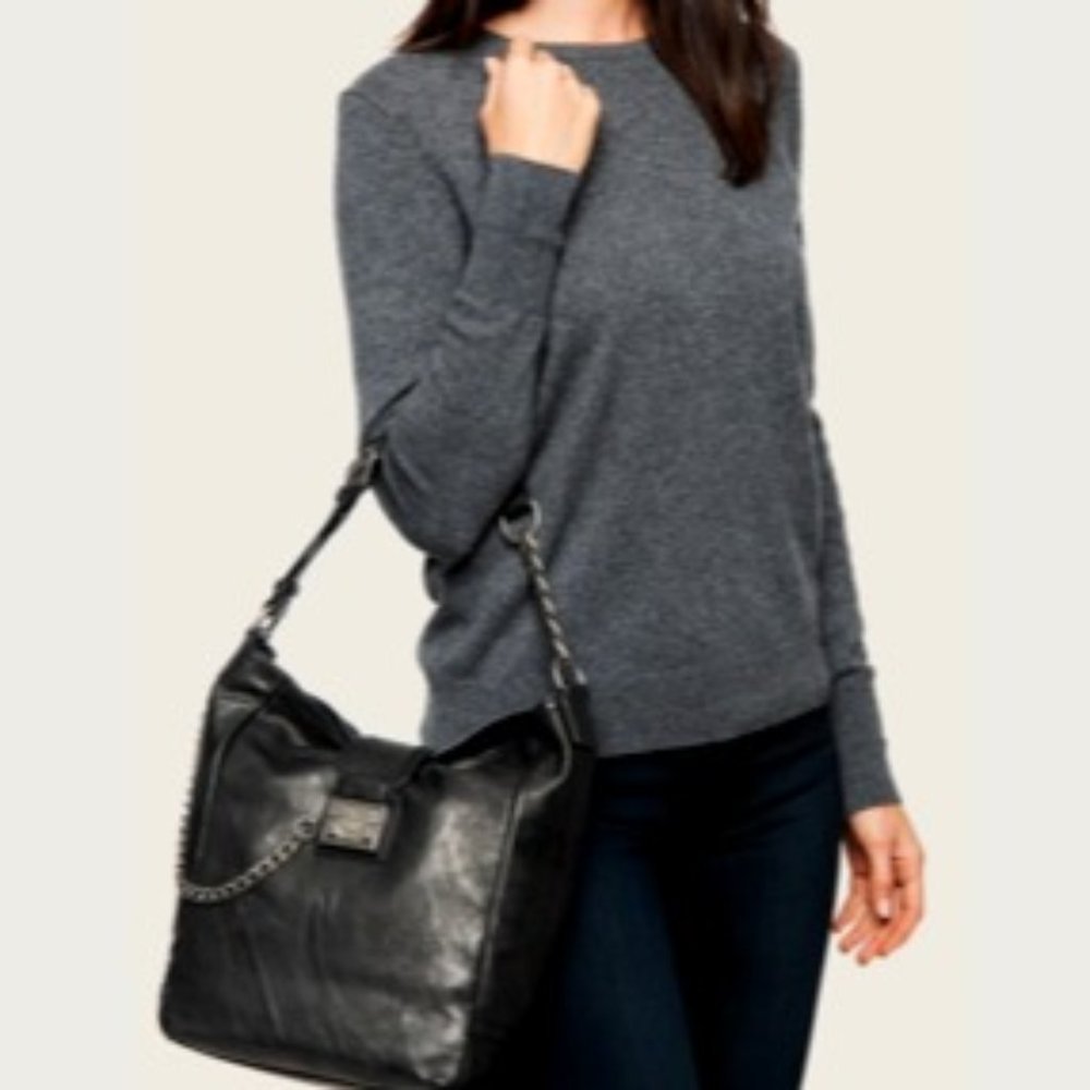 Frye Leather Ella Bucket Hobo Chain Handbag